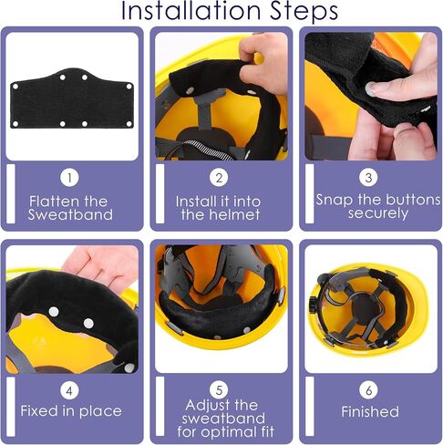 Aneco 12 Pack Hard Hat Sweatband Cotton Reusable Sweatband Snap-On Liner Sweatband for Hard Hat Accessories in Saudi Arabia