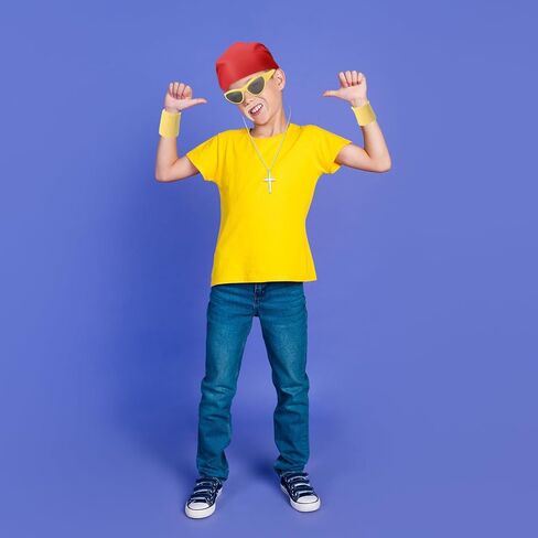 Honic 5 Pcs Halloween Wrestler Costume Kit Include Kerchief Moustache Bracers Glasses and Necklace for Men Wrestler Dress up in Kuwait