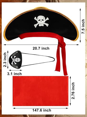 Pirate Costume Accessories Set Pirates Eye Patch Sash Belt Skull Print Captain Hat Pirate Role Play Accessories for Men Women Halloween Pirates Cosplay Party Supplies in Saudi Arabia