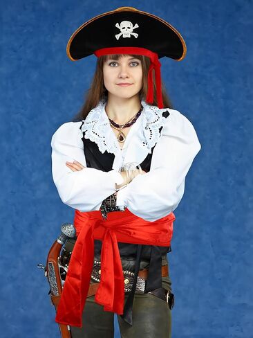 Pirate Costume Accessories Set Pirates Eye Patch Sash Belt Skull Print Captain Hat Pirate Role Play Accessories for Men Women Halloween Pirates Cosplay Party Supplies in Saudi Arabia