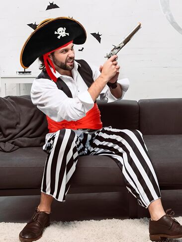 Pirate Costume Accessories Set Pirates Eye Patch Sash Belt Skull Print Captain Hat Pirate Role Play Accessories for Men Women Halloween Pirates Cosplay Party Supplies in Saudi Arabia