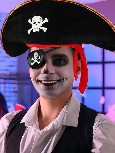 Pirate Costume Accessories Set Pirates Eye Patch Sash Belt Skull Print Captain Hat Pirate Role Play Accessories for Men Women Halloween Pirates Cosplay Party Supplies in Saudi Arabia