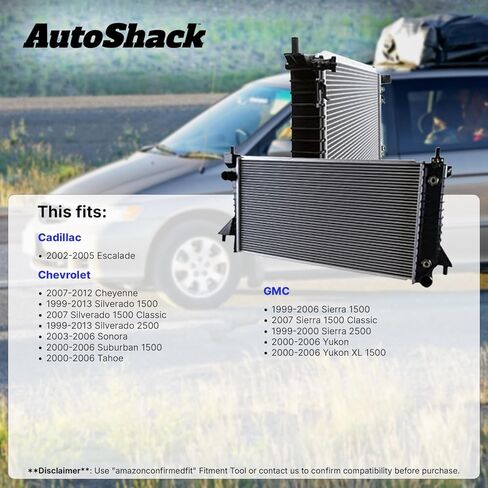 Autoshack Radiator لـ GMC Sierra 1500 Classic Sierra 2500 Yukon XL 1500 Cadillac Escalade Chevrolet Tahoe Suburban 1500 Silverado 2500 Silverado 1500 2007 Silverado 1500 Classic 4WD AWD RWD RK0002 in Kuwait