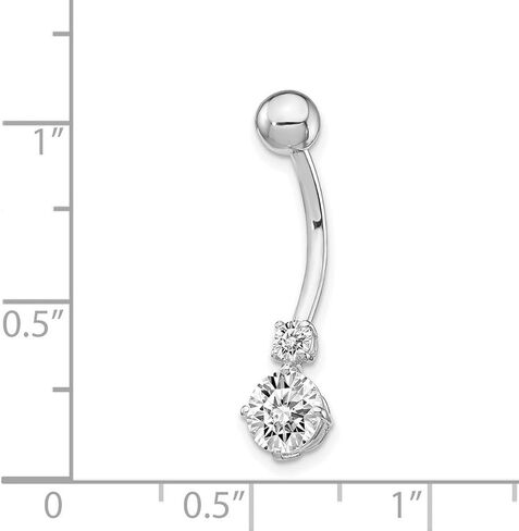 JewelryWeb Real 10k Gold Simulated Diamond Double Belly Ring Dangle - Belly Button Piercing for Women - Real Gold Belly Button Rings – Hypoallergenic in Saudi Arabia