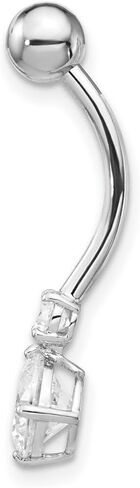 JewelryWeb Real 10k Gold Simulated Diamond Double Belly Ring Dangle - Belly Button Piercing for Women - Real Gold Belly Button Rings – Hypoallergenic in Saudi Arabia