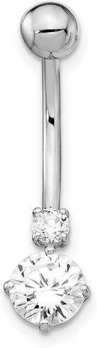 JewelryWeb Real 10k Gold Simulated Diamond Double Belly Ring Dangle - Belly Button Piercing for Women - Real Gold Belly Button Rings – Hypoallergenic in Saudi Arabia