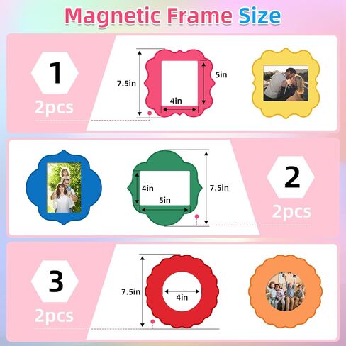 Kingdder 6 PCS إطار الصورة المغناطيسية ، 4 × 5 بوصة إطارات صور مغناطيسية قابلة لإعادة الاستخدام للثلاجة مع الحدود المتموجة ، ومغناطيس الثلاجة للصور المناسبة المنزلية والمدرسة والمكتب in Saudi Arabia