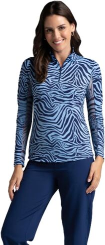 IBKUL ATHLEISURE ارتداء أشعة الشمس واقية UPF 50+ تقنية التبريد ICEFIL PRINT PRINT LONG SLEEVE MOCK NECK TOP - 10932 in Kuwait
