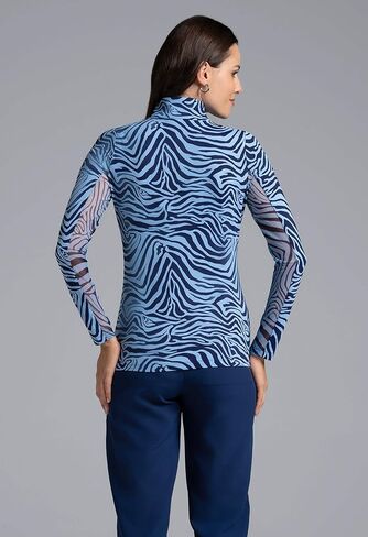IBKUL ATHLEISURE ارتداء أشعة الشمس واقية UPF 50+ تقنية التبريد ICEFIL PRINT PRINT LONG SLEEVE MOCK NECK TOP - 10932 in Kuwait