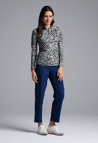 IBKUL Athleisure Wear Sun Protective UPF 50+ Icefil Cooling Tech Cecilia Print Long Sleeve Mock Neck Top – 10932 in Saudi Arabia