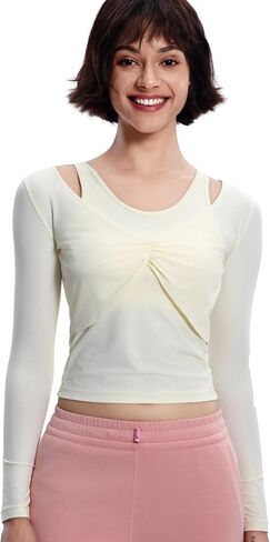 Harssidanzar Yoga Workout Tops for Women Mesh Gym Athletic Dishal Clothing مع منصات صدرية قابلة للإزالة CL311US in Saudi Arabia
