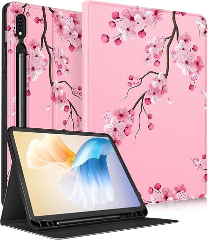 for Samsung Galaxy Tab S8/Tab S7 Case 11 Inch Women Girls Cute Folio Cover with Pencil Holder Kawaii Design Girly Flower Floral Pretty Tablet Cases for Samsung Tab S7/Tab S8 Case 2022/2020 in Kuwait
