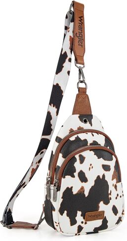 Wrangler Western Crossbody Sling Bags for Women Backpack Chest Bag for Travel, Daily Use, and Gifts - Leopard and Cow Print in Saudi Arabia