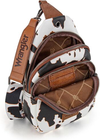 Wrangler Western Crossbody Sling Bags for Women Backpack Chest Bag for Travel, Daily Use, and Gifts - Leopard and Cow Print in Saudi Arabia