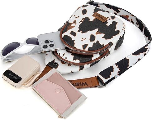 Wrangler Western Crossbody Sling Bags for Women Backpack Chest Bag for Travel, Daily Use, and Gifts - Leopard and Cow Print in Saudi Arabia