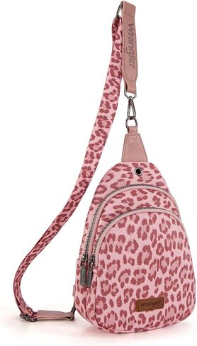 Wrangler Western Crossbody Sling Bags for Women Backpack Chest Bag for Travel, Daily Use, and Gifts - Leopard and Cow Print in Saudi Arabia