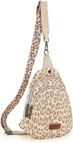 Wrangler Western Crossbody Sling Bags for Women Backpack Chest Bag for Travel, Daily Use, and Gifts - Leopard and Cow Print in Saudi Arabia
