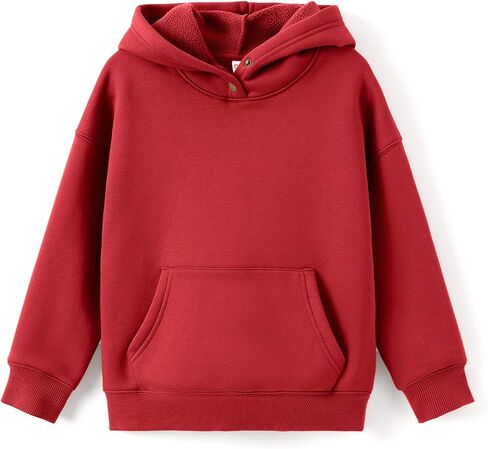 PATPAT Boys Thermal Hoodie – Far Infrared Heat-Retaining Fabric, Kangaroo Pocket Pullover Sweatshirt, Solid Color, Ages 6-12 in Saudi Arabia