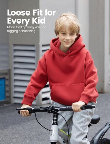PATPAT Boys Thermal Hoodie – Far Infrared Heat-Retaining Fabric, Kangaroo Pocket Pullover Sweatshirt, Solid Color, Ages 6-12 in Saudi Arabia
