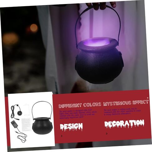 AmoSfun 1set LED Halloween Mist Maker Witch Cauldron Fogger with us clop يخلق تأثير الإضاءة الزاحف بنيت مستشعرًا منخفضًا للمياه لزخارف حفلات الهالوين in Saudi Arabia