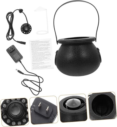 AmoSfun 1set LED Halloween Mist Maker Witch Cauldron Fogger with us clop يخلق تأثير الإضاءة الزاحف بنيت مستشعرًا منخفضًا للمياه لزخارف حفلات الهالوين in Saudi Arabia