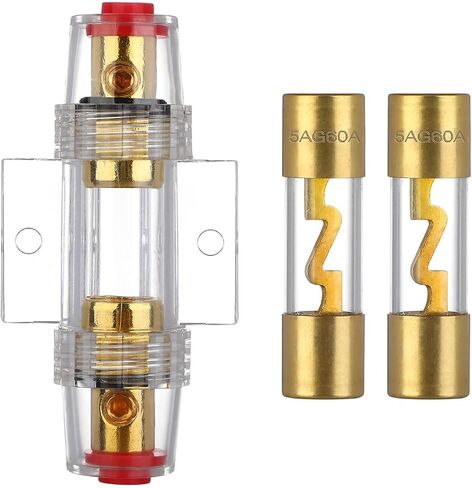 VEXUNGA 4-8 Gauge AWG Inline 60 Amp Fuse Holder with 60A AGU Fuses for Car Audio Alarm Amplifier Subwoofer in-line Fuse Holders (60Amp) in Kuwait