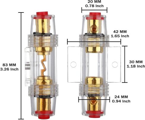 VEXUNGA 4-8 Gauge AWG Inline 60 Amp Fuse Holder with 60A AGU Fuses for Car Audio Alarm Amplifier Subwoofer in-line Fuse Holders (60Amp) in Kuwait