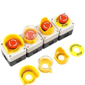 1PCS Plastic Shell Red Sign Push Button Switch DPST Mushroom Emergency Stop Button SwitchAC 660V 10A NO+NC LAY37-11ZS(4) in Saudi Arabia