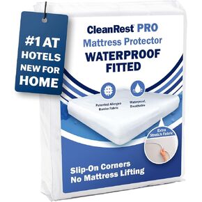 CleanRest Waterproof Mattress Fitted Sheet Protector, Ultimate Defense Against Spills and Wear, MicronOne Allergen Barrier, Breathable, Chemical-Free, Fits Mattress Depths 12" to 21" (California King) in Saudi Arabia