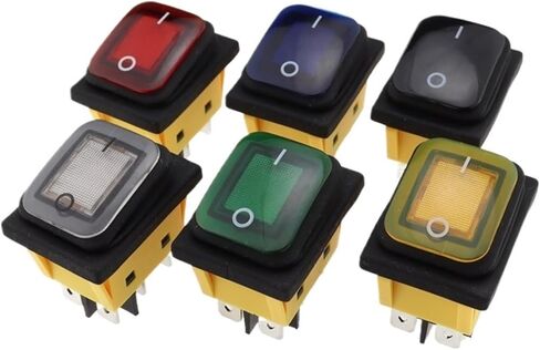 1PCS KCD4 على OFF 30A/250V DUTICH 6 PIN DPST IP67 مختومة مضاد للماء T85 تبديل القارب التبديل مع LED 12V 220V 30 (الأخضر ، 12 فولت) in Kuwait