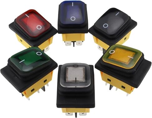 1PCS KCD4 على OFF 30A/250V DUTICH 6 PIN DPST IP67 مختومة مضاد للماء T85 تبديل القارب التبديل مع LED 12V 220V 30 (الأخضر ، 12 فولت) in Kuwait
