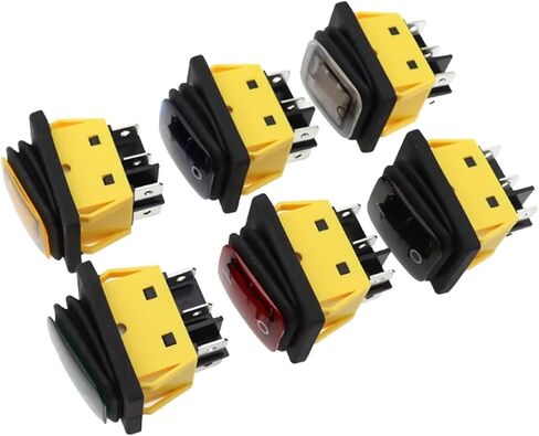 1PCS KCD4 على OFF 30A/250V DUTICH 6 PIN DPST IP67 مختومة مضاد للماء T85 تبديل القارب التبديل مع LED 12V 220V 30 (الأخضر ، 12 فولت) in Kuwait