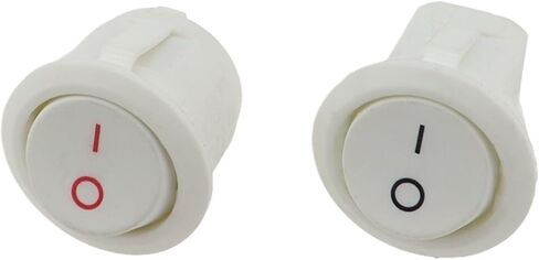 5/10Pcs White KCD1 2Pin 20mm On-Off SPST Round Rocker Switch 10A/250V Push Button Switch(2P White R,5PCS) in Saudi Arabia