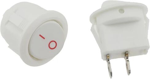 5/10Pcs White KCD1 2Pin 20mm On-Off SPST Round Rocker Switch 10A/250V Push Button Switch(2P White R,5PCS) in Saudi Arabia