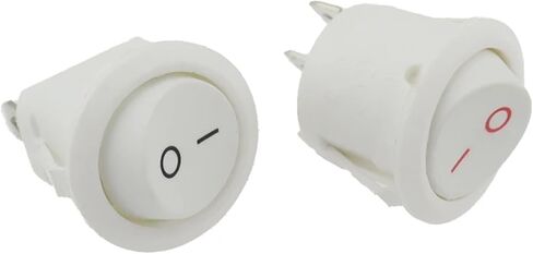 5/10Pcs White KCD1 2Pin 20mm On-Off SPST Round Rocker Switch 10A/250V Push Button Switch(2P White R,5PCS) in Saudi Arabia