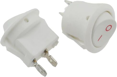 5/10Pcs White KCD1 2Pin 20mm On-Off SPST Round Rocker Switch 10A/250V Push Button Switch(2P White R,5PCS) in Saudi Arabia
