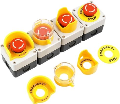1PCS قذيفة بلاستيكية سلة حمراء الضغط تبديل DPST الفطر توقف زر SWITCHAC 660V 10A NO+NC LAY37-11ZS (4) in Saudi Arabia