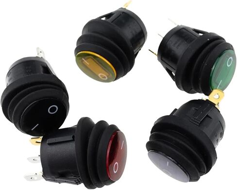 5Pcs On/Off SPST Round Waterproof Boat LED Rocker Switchlight 12V 220V Power Button Switch On Off On(5pcs Red,220V) in Saudi Arabia