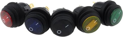 5Pcs On/Off SPST Round Waterproof Boat LED Rocker Switchlight 12V 220V Power Button Switch On Off On(5pcs Red,220V) in Saudi Arabia