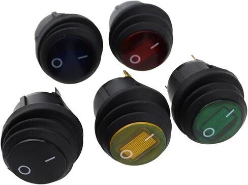 5Pcs On/Off SPST Round Waterproof Boat LED Rocker Switchlight 12V 220V Power Button Switch On Off On(5pcs Red,220V) in Saudi Arabia