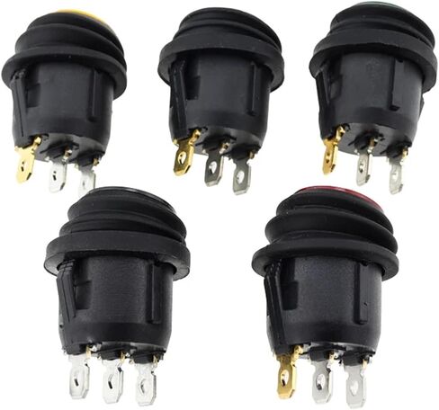 5Pcs On/Off SPST Round Waterproof Boat LED Rocker Switchlight 12V 220V Power Button Switch On Off On(5pcs Red,220V) in Saudi Arabia