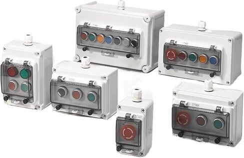 1Pcs AC220V Outdoor Waterproof Button Control Switch Box Emergency Stop Start Indication Lamp Self Recovery Switch Junction Box(Black) in Saudi Arabia