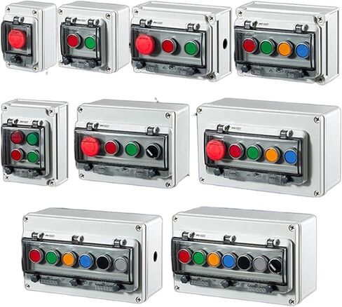 1Pcs AC220V Outdoor Waterproof Button Control Switch Box Emergency Stop Start Indication Lamp Self Recovery Switch Junction Box(Black) in Saudi Arabia