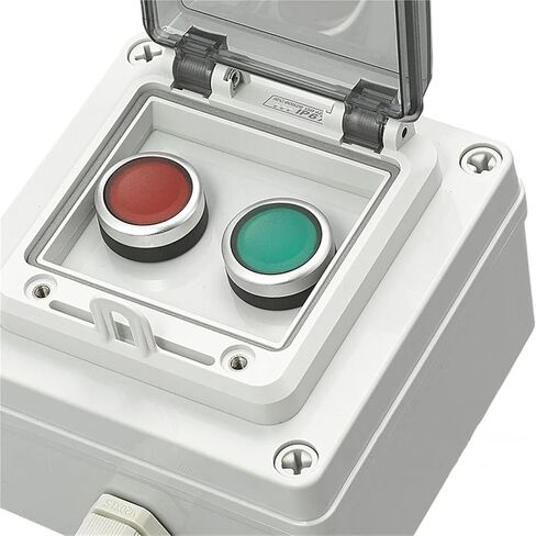 1Pcs AC220V Outdoor Waterproof Button Control Switch Box Emergency Stop Start Indication Lamp Self Recovery Switch Junction Box(Black) in Saudi Arabia