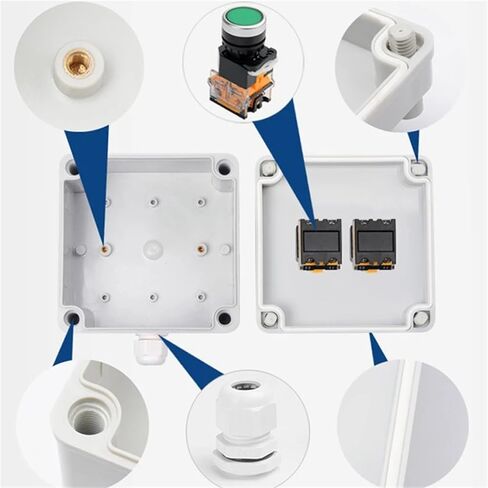1Pcs AC220V Outdoor Waterproof Button Control Switch Box Emergency Stop Start Indication Lamp Self Recovery Switch Junction Box(Black) in Saudi Arabia