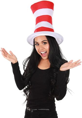 Cat in the Hat Costume Hat for Adults - Sturdy Red & White Striped Felt Hat in Saudi Arabia