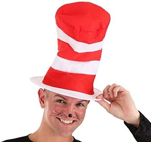 Cat in the Hat Costume Hat for Adults - Sturdy Red & White Striped Felt Hat in Saudi Arabia