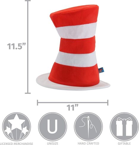 Cat in the Hat Costume Hat for Adults - Sturdy Red & White Striped Felt Hat in Saudi Arabia