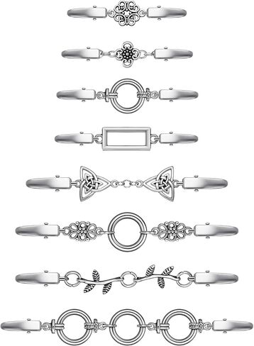 Cindeer 8 Pcs Vintage Shawl Cardigan Clips Retro Cardigan Collar Shirt Dress Silver Clips for Women(Classic) in Saudi Arabia