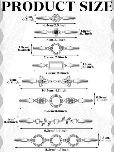 Cindeer 8 Pcs Vintage Shawl Cardigan Clips Retro Cardigan Collar Shirt Dress Silver Clips for Women(Classic) in Saudi Arabia